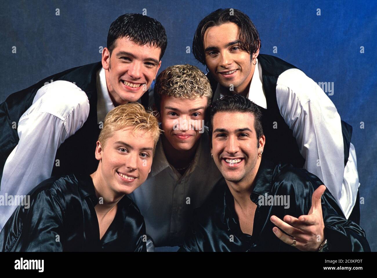 EXKLUSIV - 02.02.1997, die US-Boy-Gruppe NSYNC Backstage bei der RSH Gold Dance Chart Party in der Ostseehalle in Kiel. Neben Joshua Scott JC Chasez, Lance Bass, Joey Fatone, Chris Kirkpatrick ist Justin Timberlake das mit Abstand bekannteste Mitglied der Gruppe. Weltweit eingesetzt Stockfoto