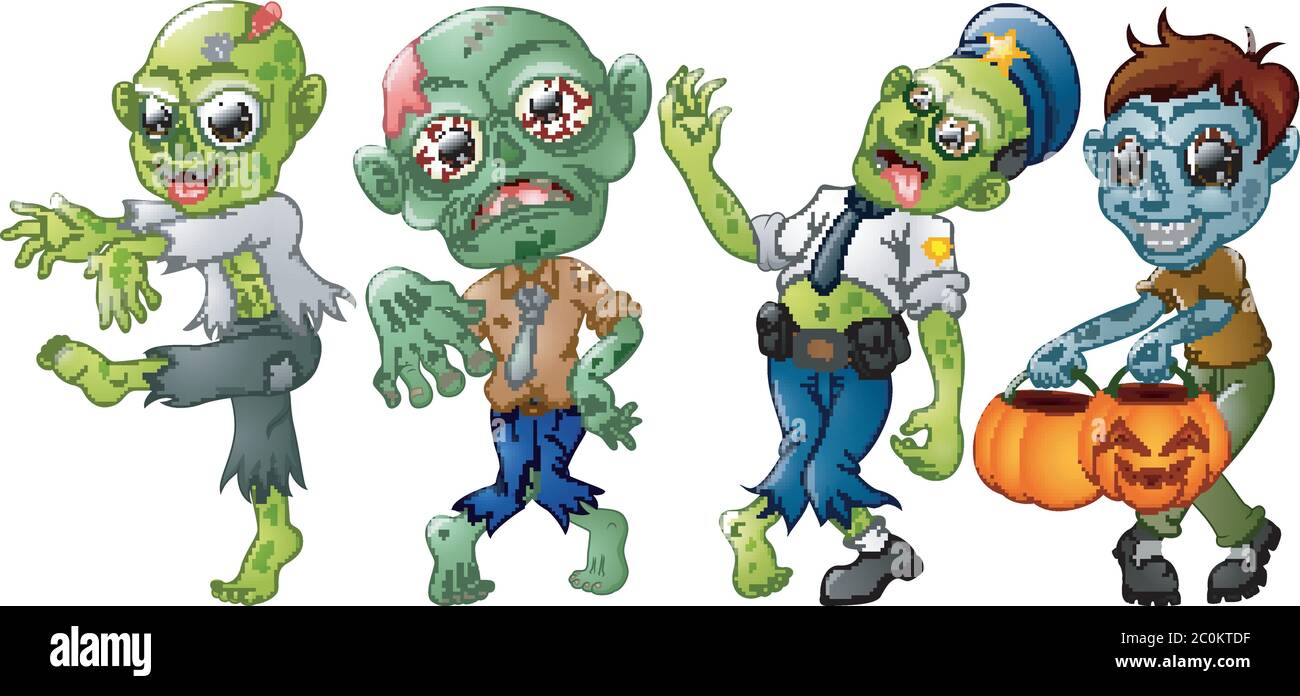 Zombie Cartoon Halloween Kostüme Stock Vektor