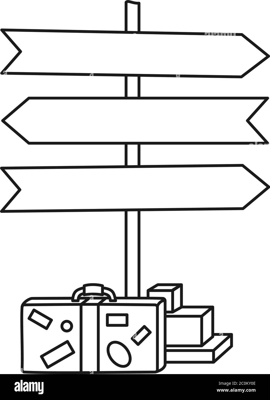 Linienkunst Schwarz-Weiß-Urlaubszeiger Stock Vektor