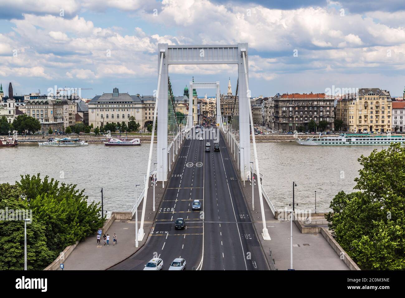 Elisabeth-Brücke, Budapest, Frontalansicht Stockfoto