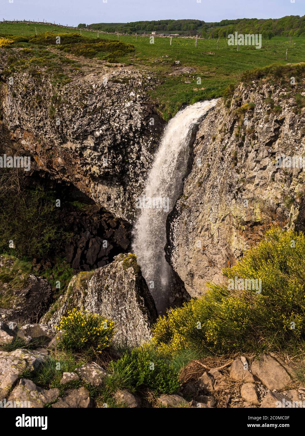 Wasserfall von Deroc., Aubrac Plateau, Aveyron Department, Okzitanien, Frankreich Stockfoto