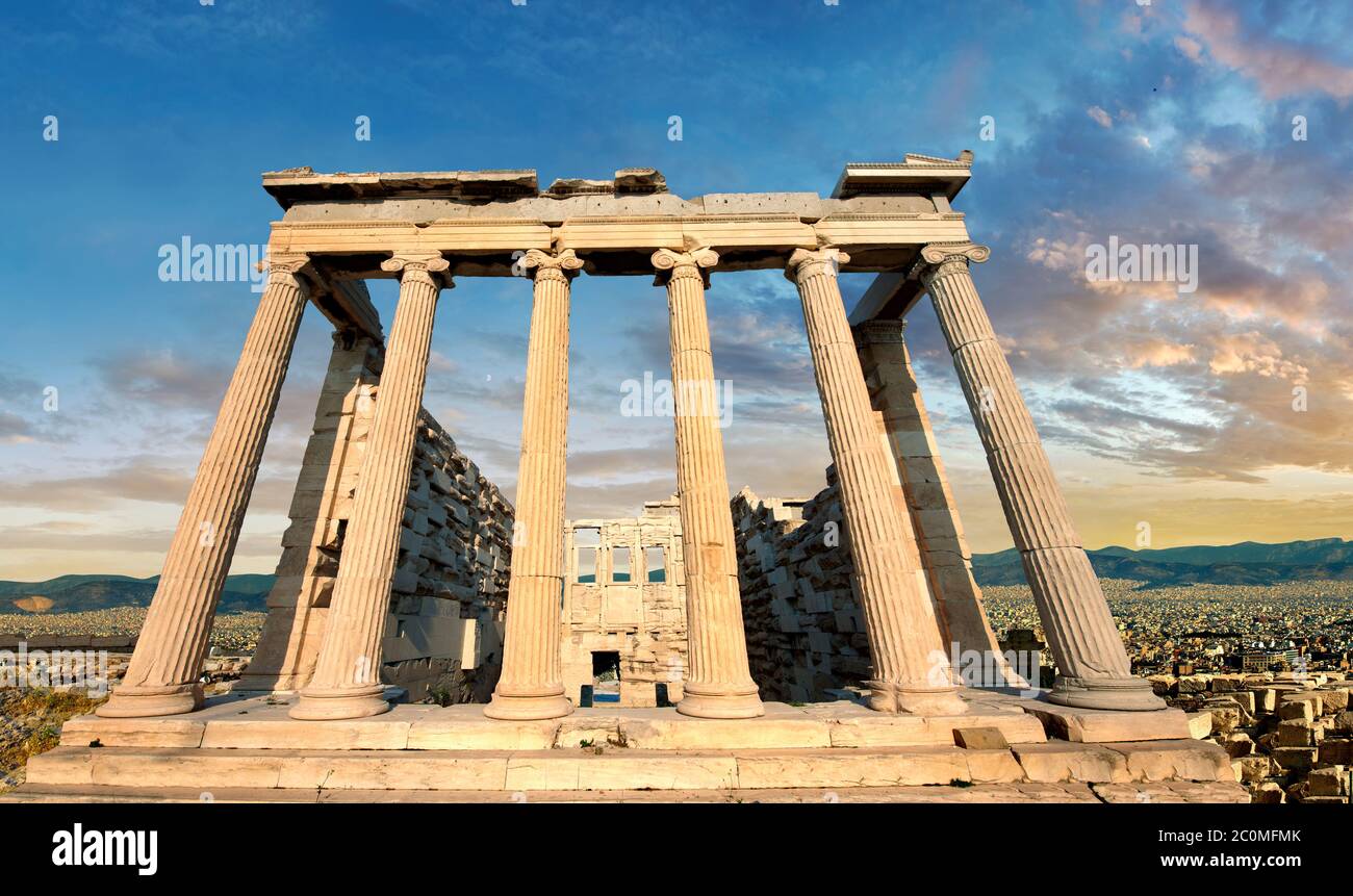 Der Erechteum altgriechischer Tempel, die Akropolis von Athen in Griechenland. Stockfoto