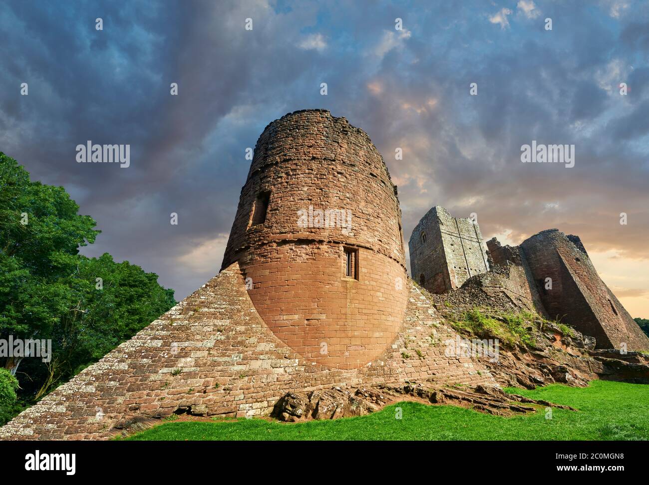 12. Jahrhundert mittelalterliche Norman Ruinen von Goodrich Castle Festungen, Goodrich, Herefordshire, England Stockfoto