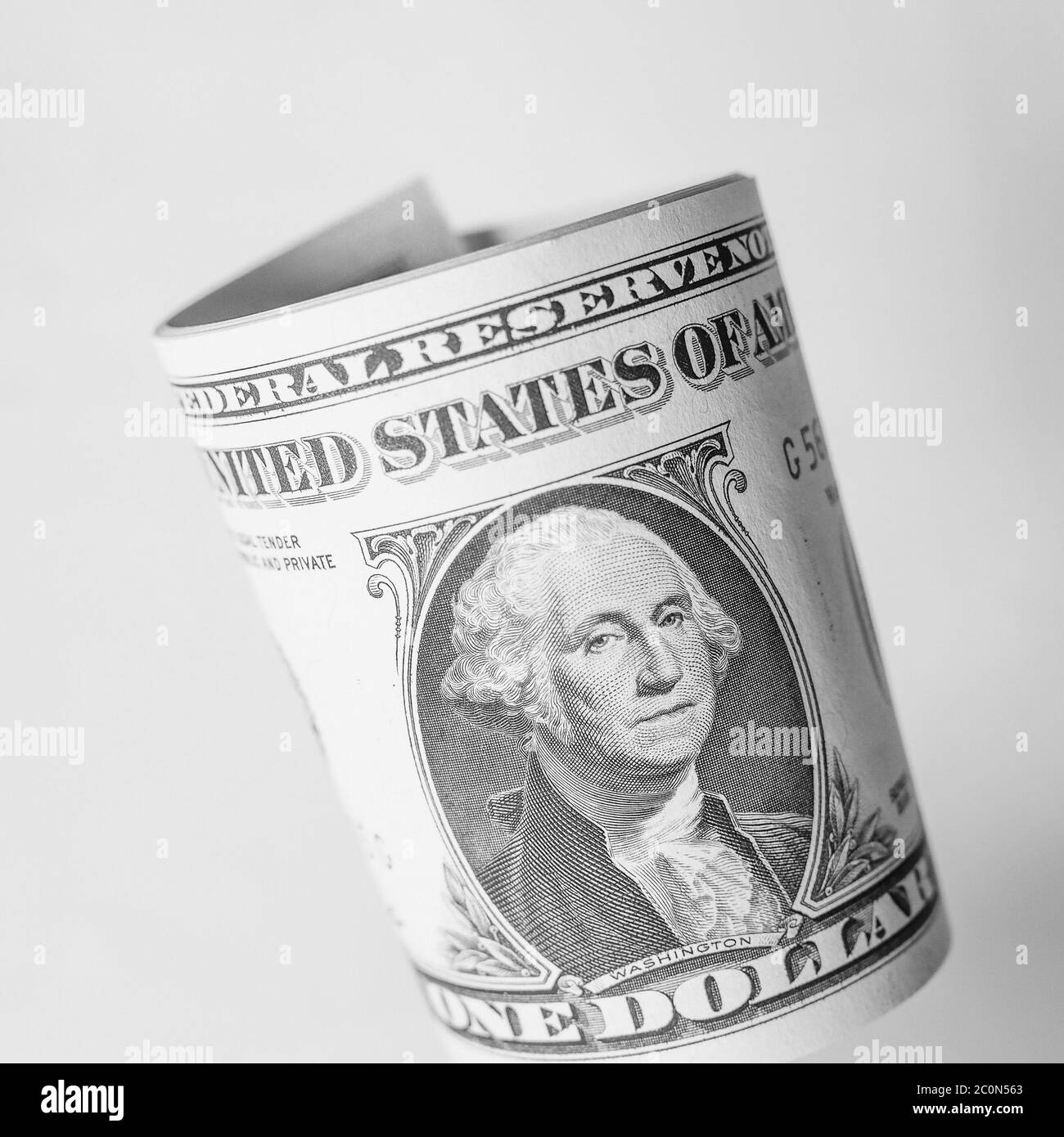 Schwarze und weiße Dollar Noten 1 Dollar Stockfoto