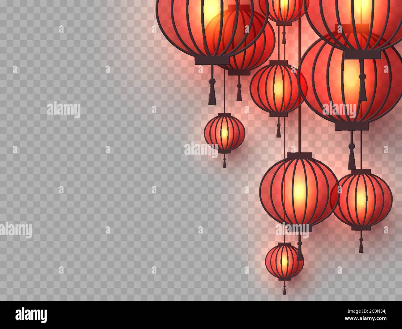 3d chinesische hängende Laternen. Stock Vektor