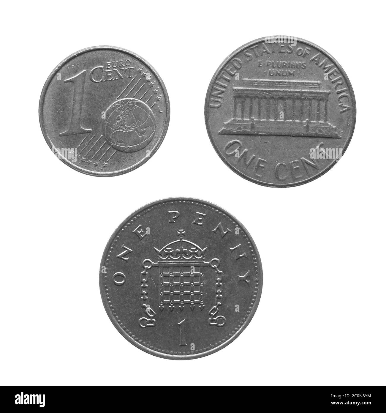 Schwarze und weiße Münze isoliert Stockfoto