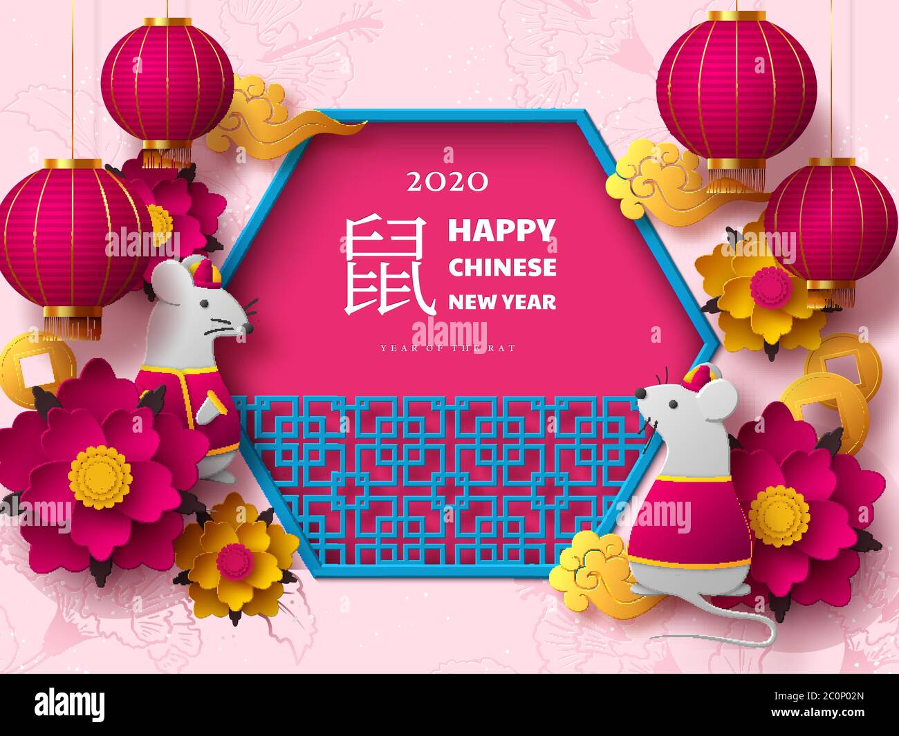 Chinesisches Neujahr 2020. Stock Vektor