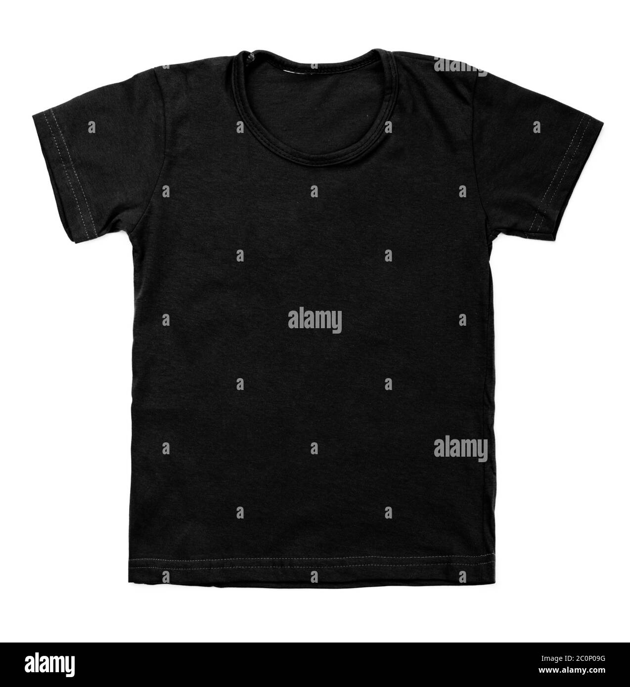 Kid schwarzes T-Shirt auf weißem Hintergrund Stockfoto