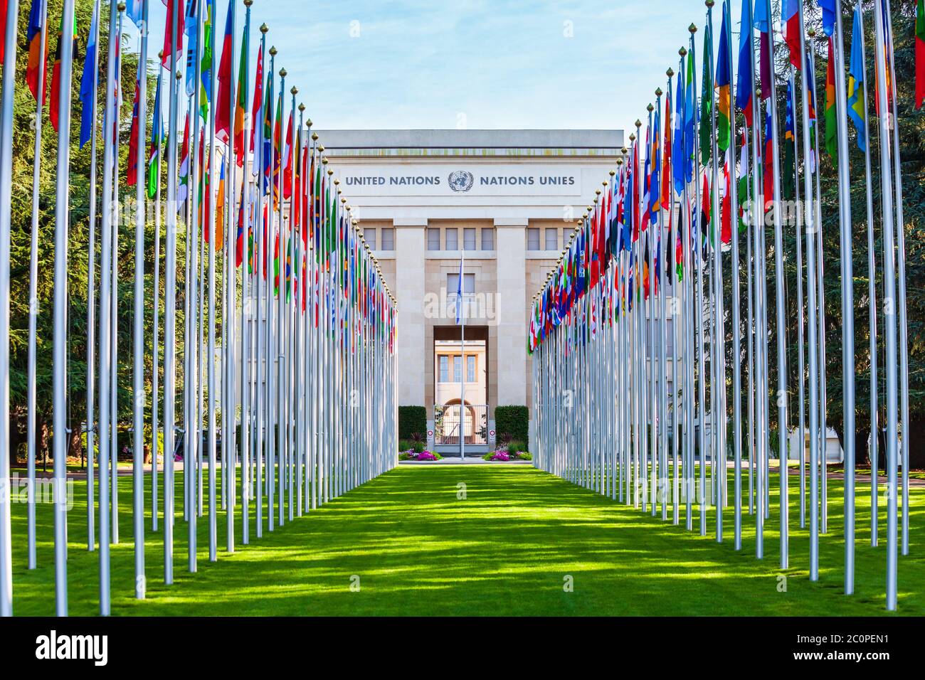 Büro der Vereinten Nationen in Genf oder Unog ist im Palais des Nations in Genf in der Schweiz Stockfoto
