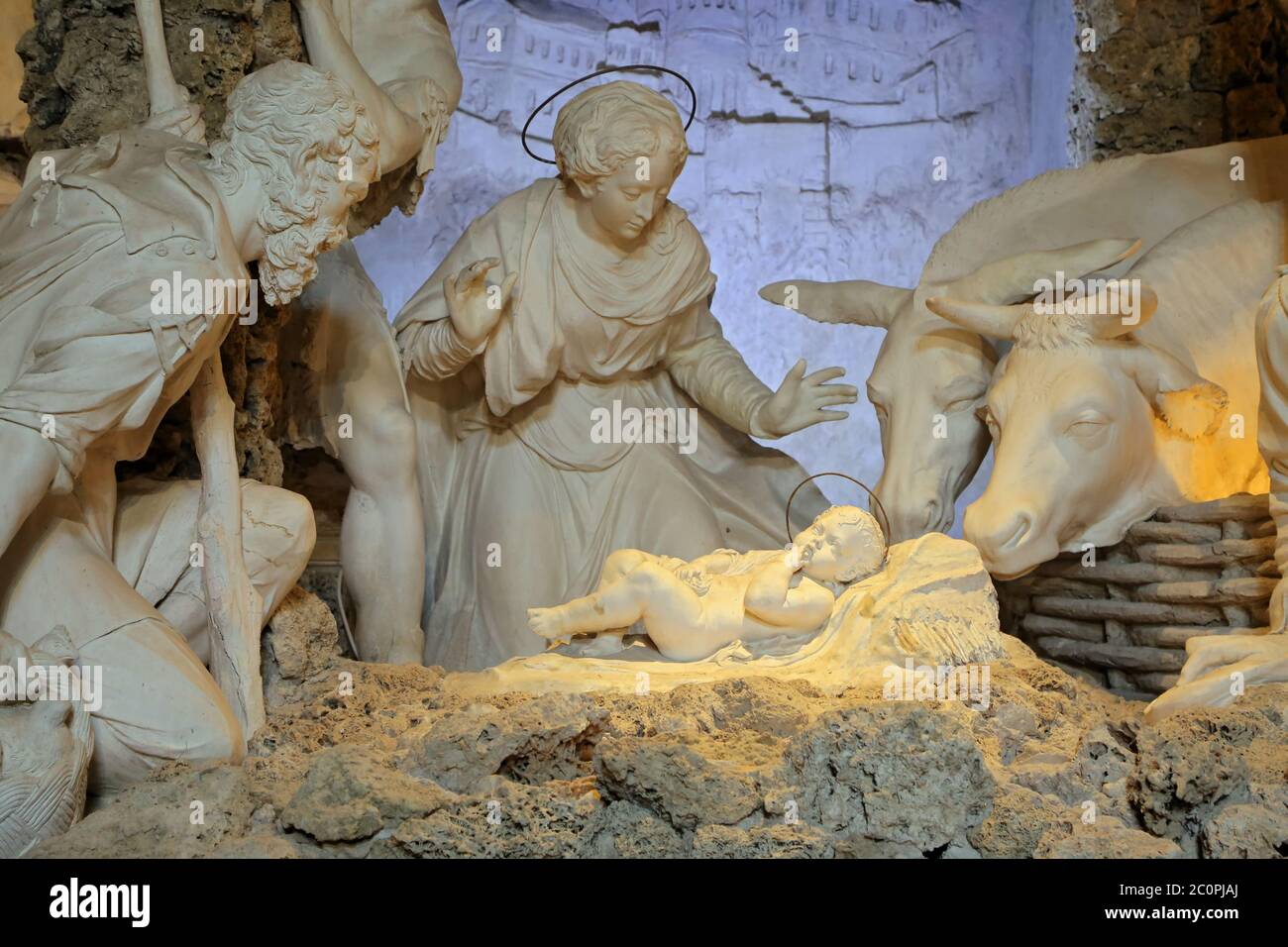 Urbino, Italien - 24. März 2019: Geburt von Brandani im Oratorium von San Giovanni Battista in Urbino Stockfoto