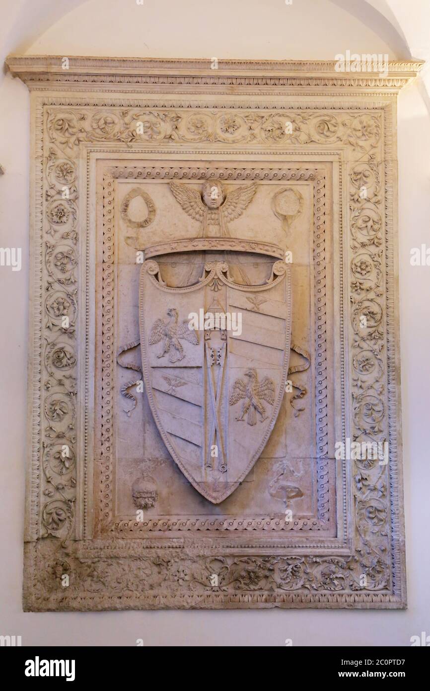 URBINO, ITALIEN - 3. JANUAR 2019. museum des Palazzo Ducale (Herzogspalast), in Urbino. Region Marken, Italien Stockfoto