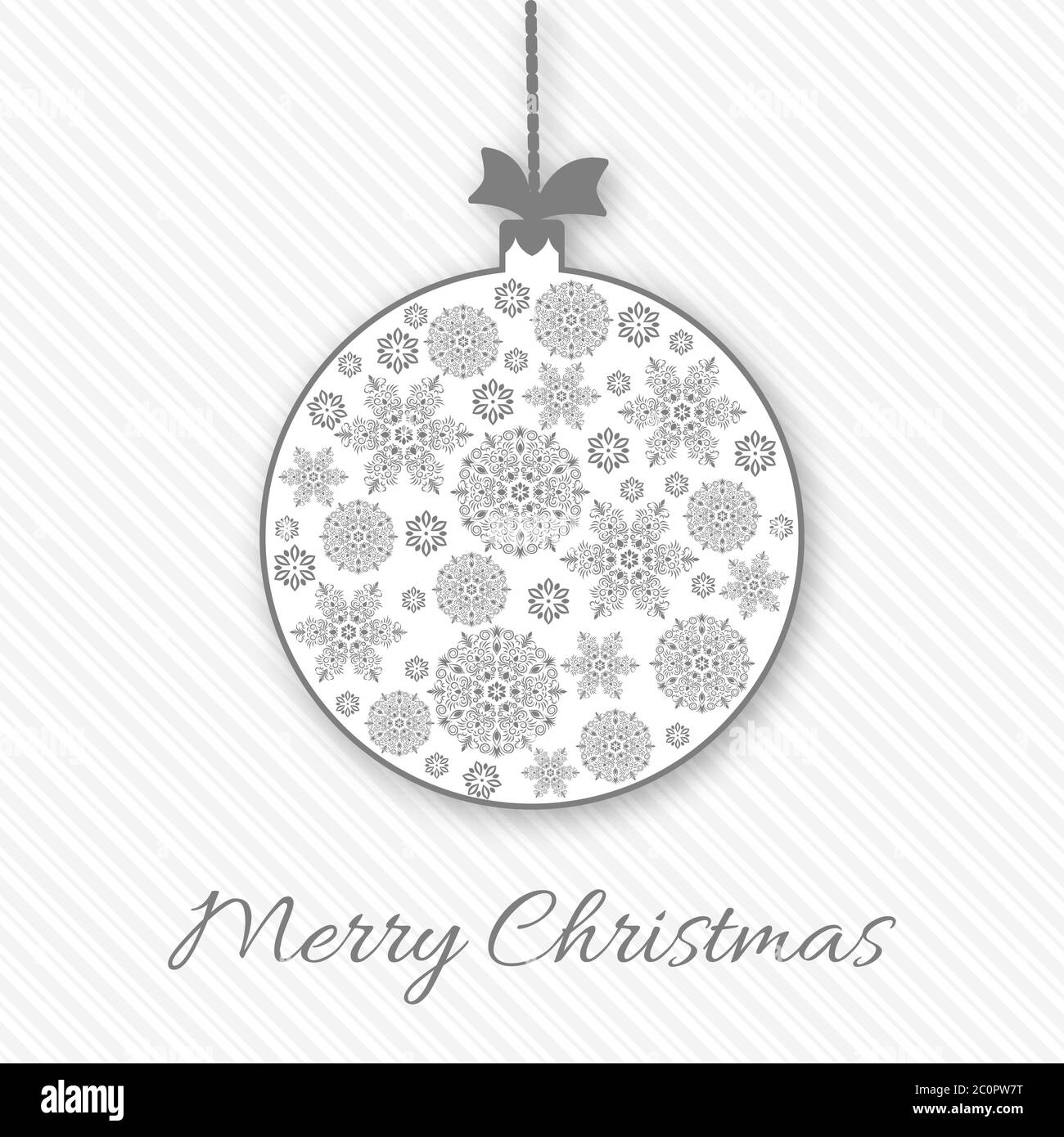 Weihnachten und Neujahr Gruß, Einladungskarte mit weihnachts Schneeflocke Ball. Weiß und grau, Vintage dekorativen Stil. Vektorgrafik. Stock Vektor
