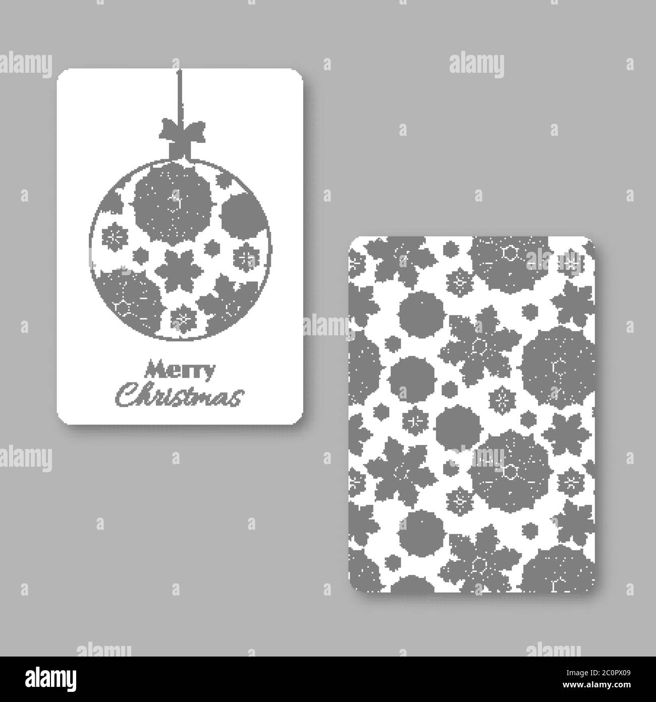 Weihnachten und Neujahr Visitenkarte mit weihnachtsschneeflockenball. Weiß und grau, Vintage dekorativen Stil. Vektorgrafik. Stock Vektor
