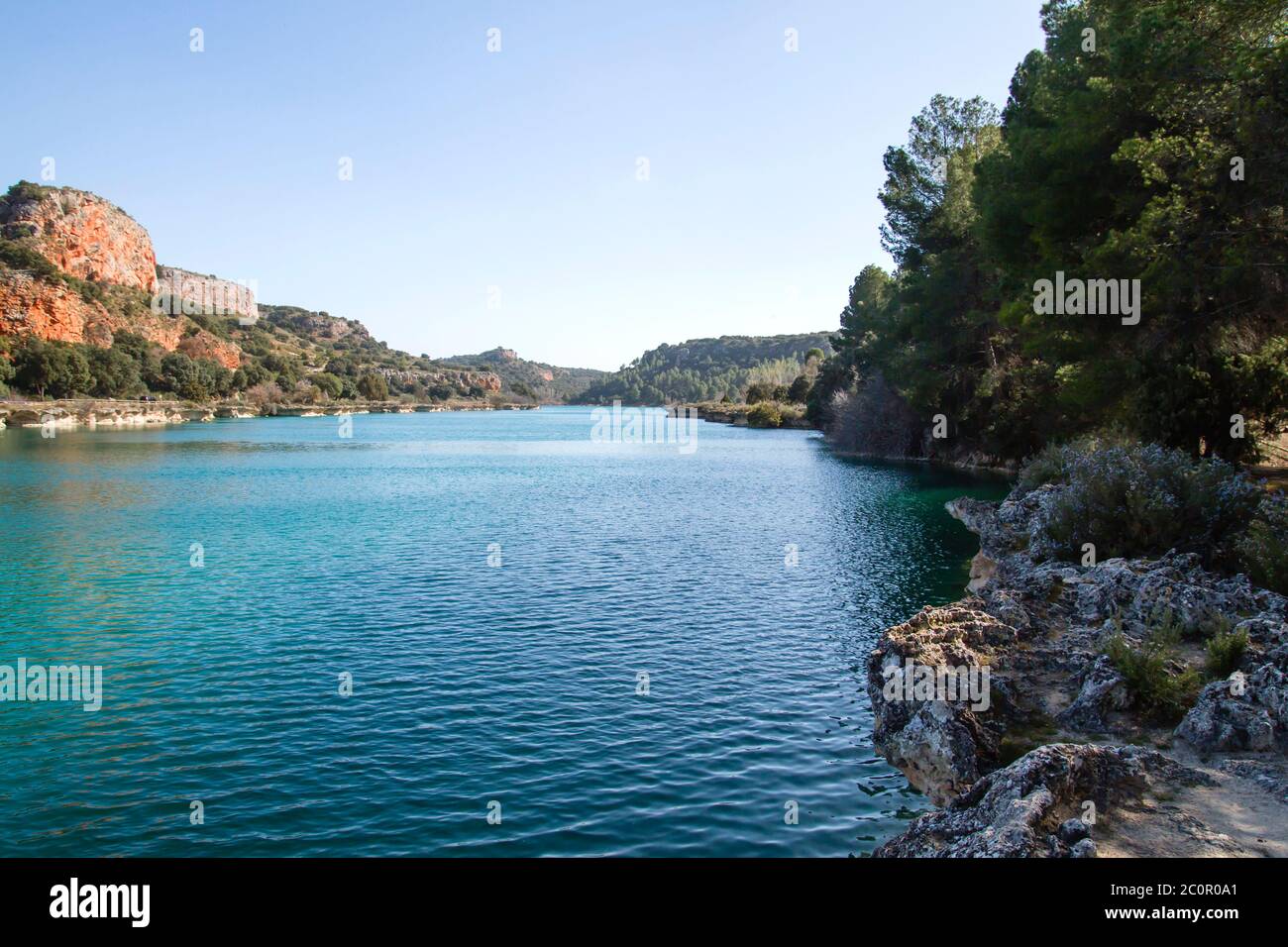 Landschaft im Naturpark Lagunas de Ruidera in Castilla-La Mancha, Spanien Stockfoto