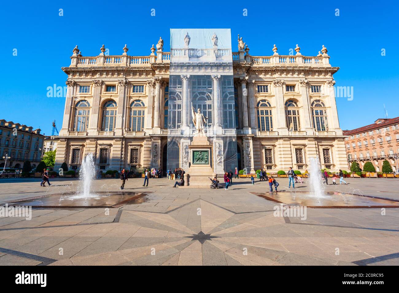 Piazza Madama Platz im Zentrum von Turin Stadt, Piemont Region von Italien Stockfoto