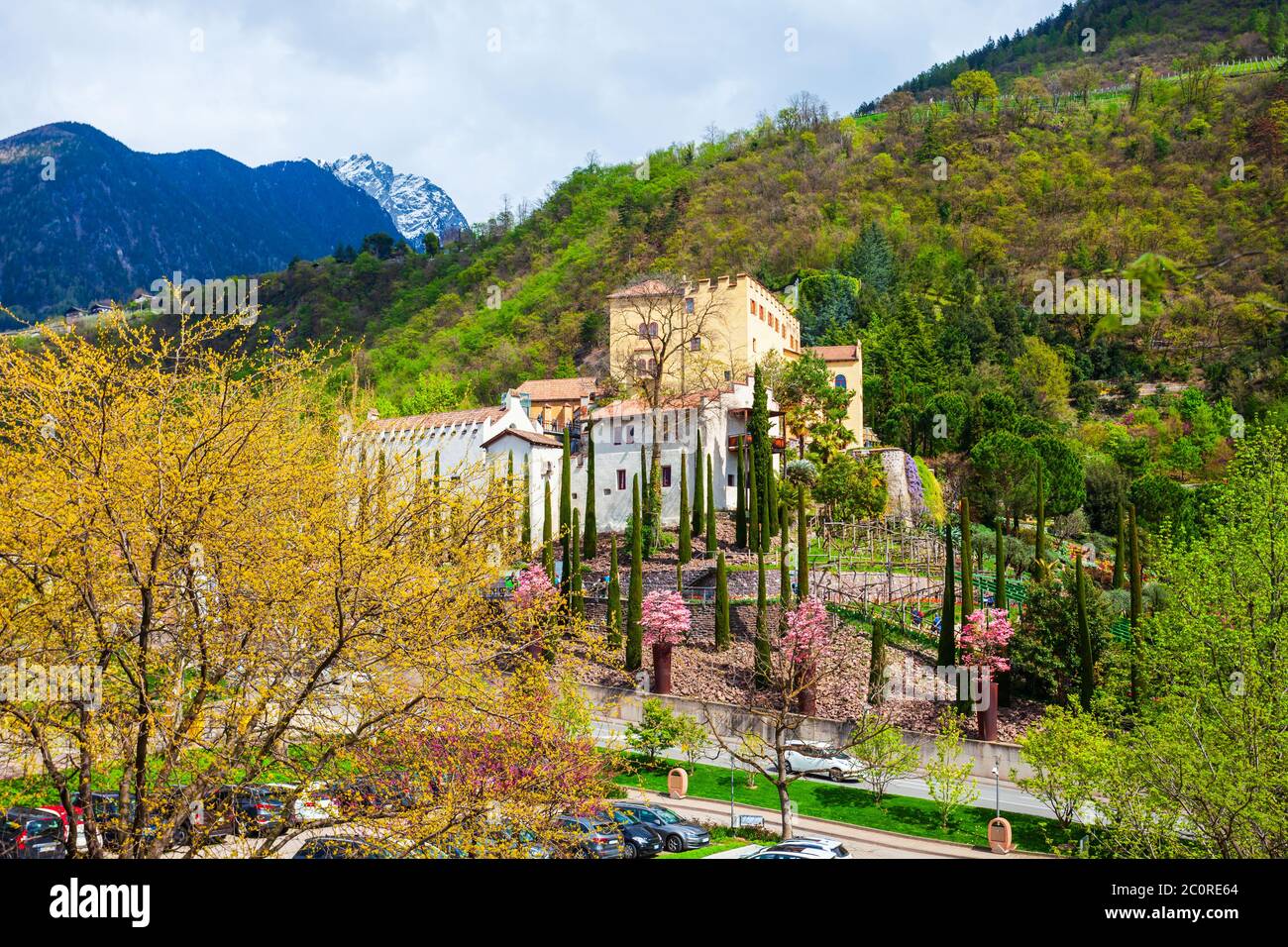 Die Gärten von Schloss Trauttmansdorff sind botanische Gärten in Meran Stockfoto