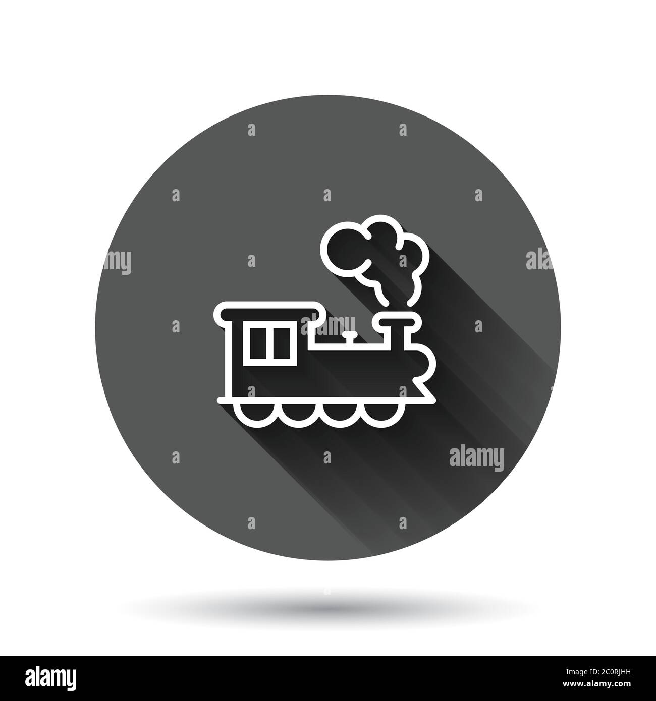 Metro Icon im flachen Stil. Zug U-Bahn Vektor-Illustration auf schwarzem runden Hintergrund mit langen Schatten-Effekt. Railroad Cargo Circle Button Business CO Stock Vektor
