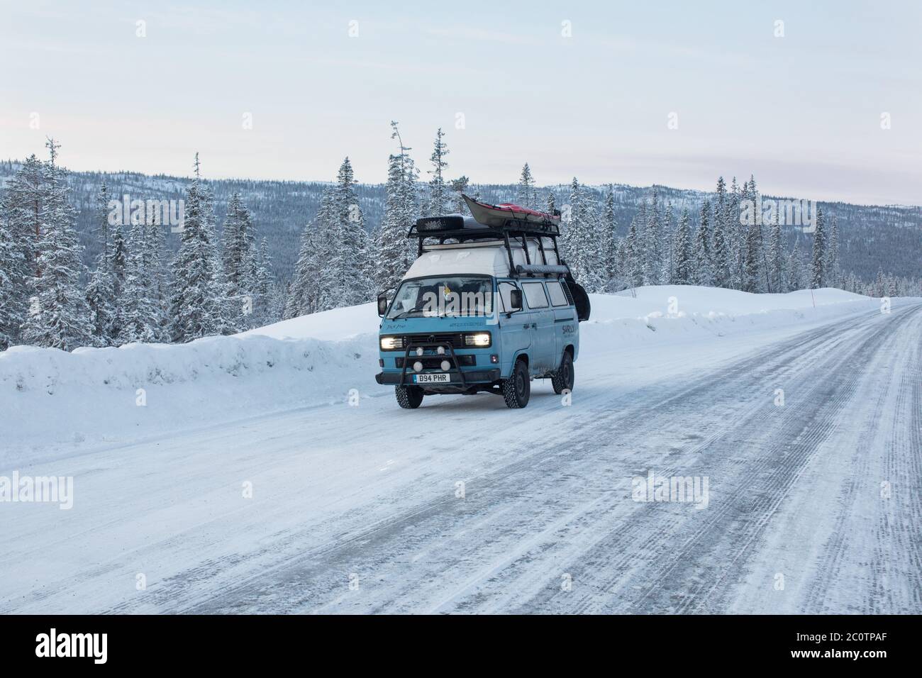 Mein VW T3 Syncro während einer 2500 Meilen Road Trip. Stockfoto