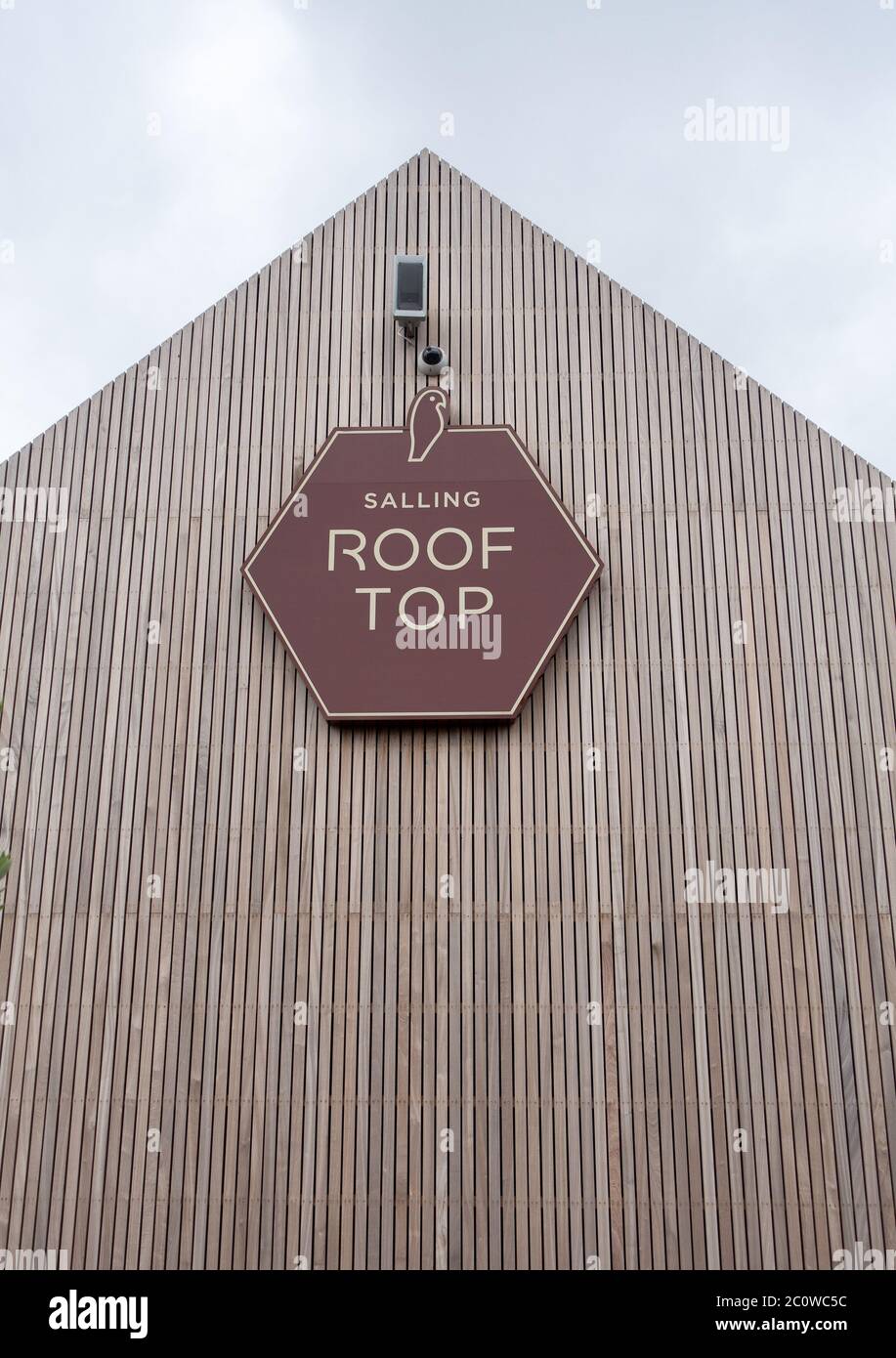 Das Schild Am Dachterrassencafé Im Salling Kaufhaus Aarhus Dänemark Stockfoto