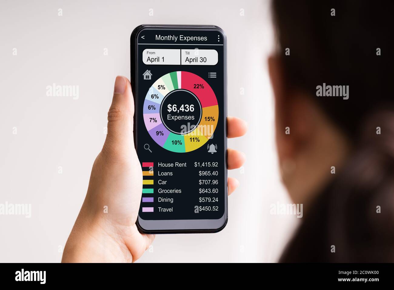 Online Bank Mobile Phone App Für Die Geldverfolgung Stockfoto
