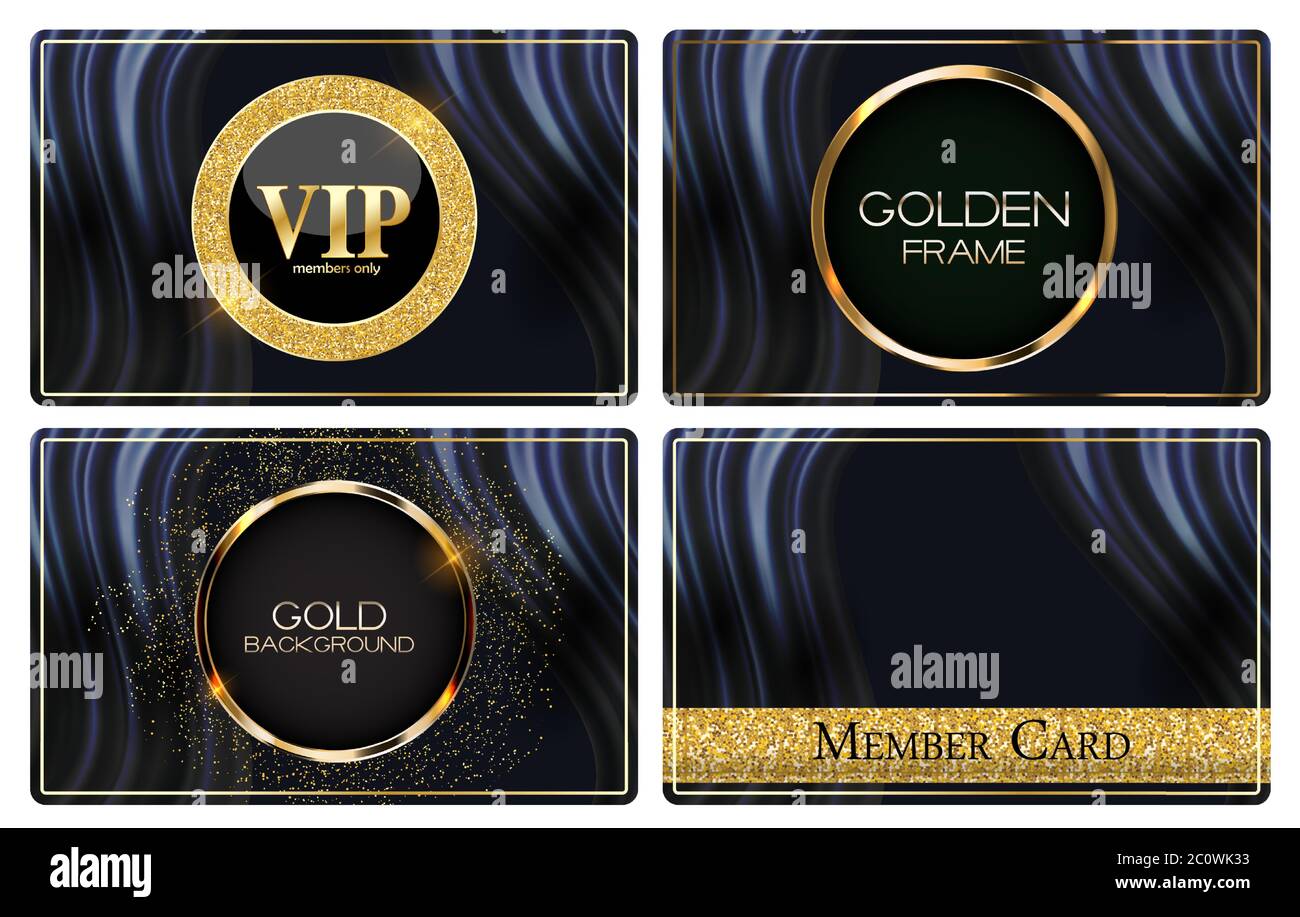 VIP Mitglieder Luxus Golden Glitter Card Collection Set Vektor Illustration EPS10 Stock Vektor