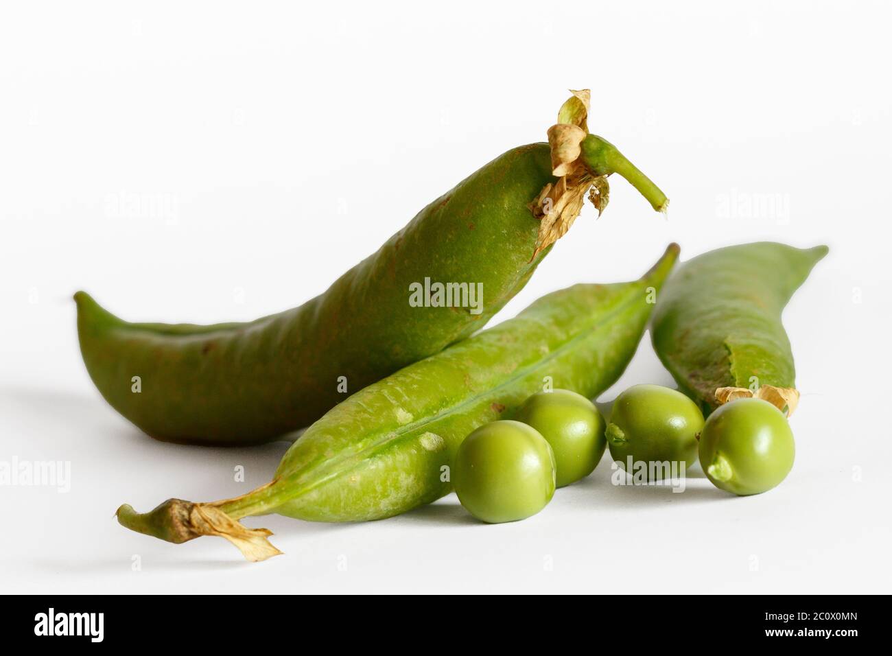 Frische Erbse Aus Nächster Nähe. Bilder nützlich für Artikel über Landwirtschaft, Ernährung und gesunde Ernährung. Stockfoto