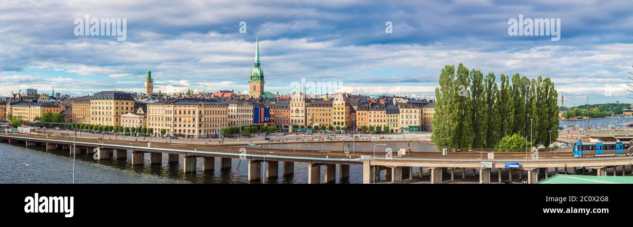 Panorama der Altstadt (Gamla Stan) in Stockholm, Schweden Stockfoto