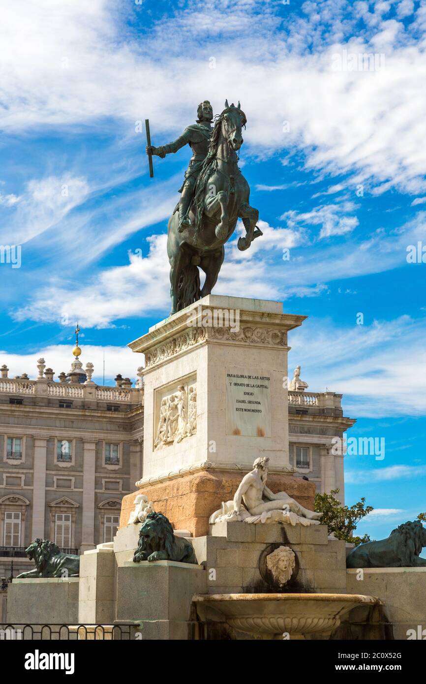 Denkmal von Philipp IV. Von Spanien in Madrid Stockfoto
