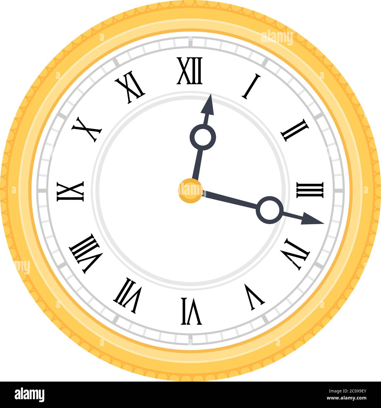 Uhr mit römischen Ziffern Vektor-Symbol flach isoliert Stock Vektor