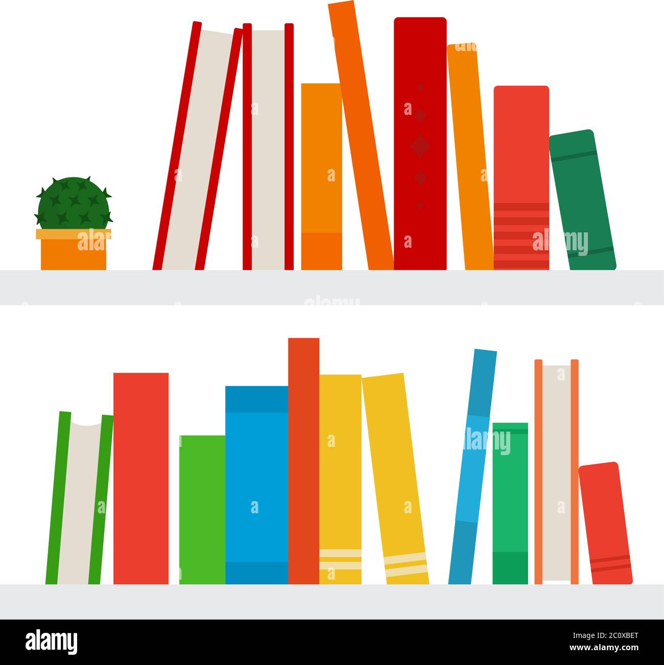 Bücher auf Regalen Vektor-Symbol flach isoliert Stock Vektor
