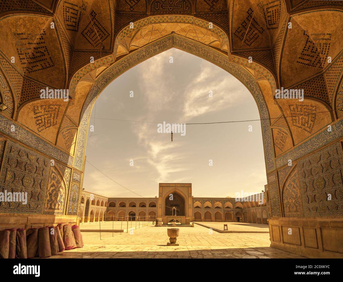 Retro-Stil Image Jameh oder Freitag Moschee von Isfahan, Iran Stockfoto