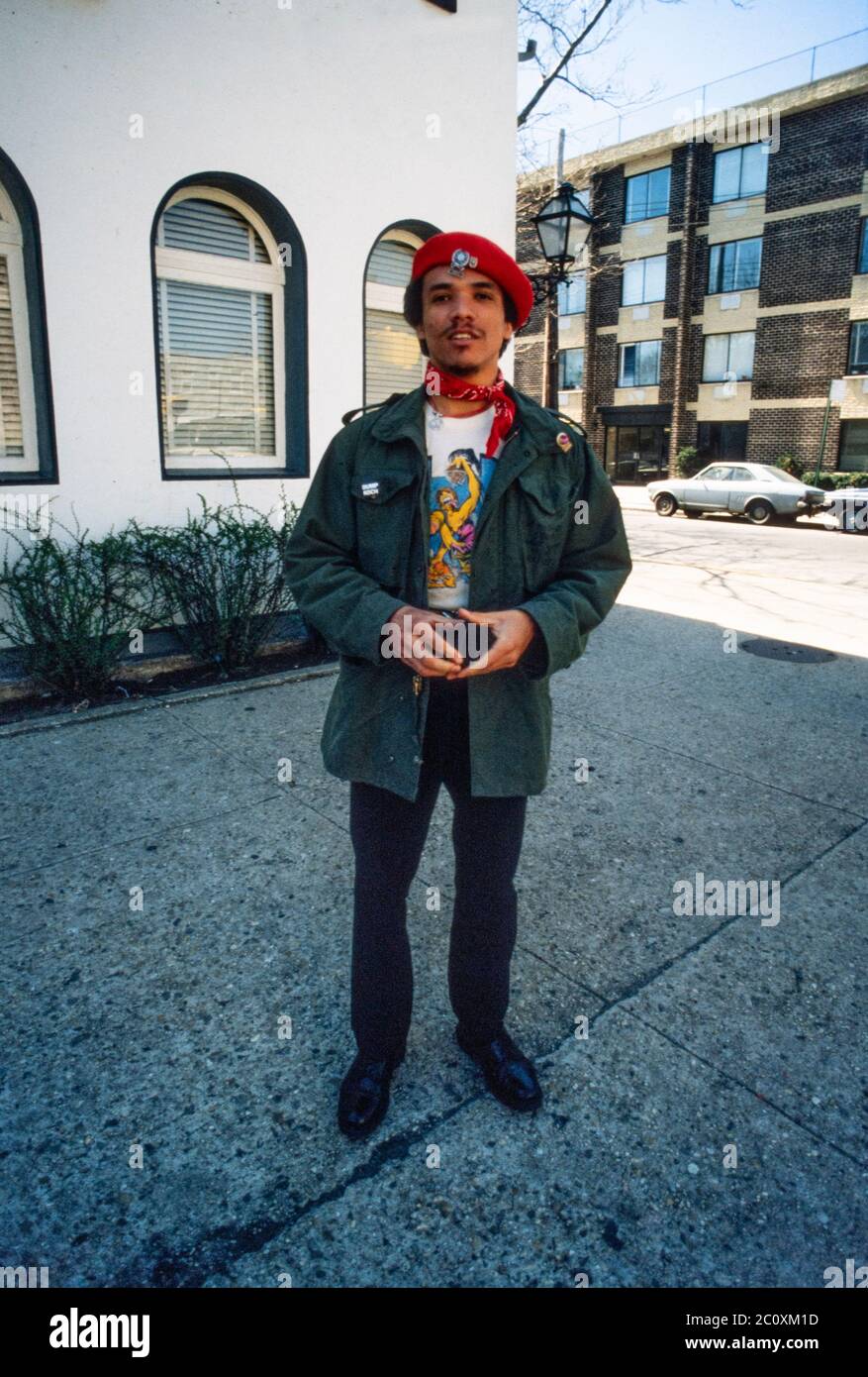 Schutzengel Red Beret 1980 NYC Stockfoto