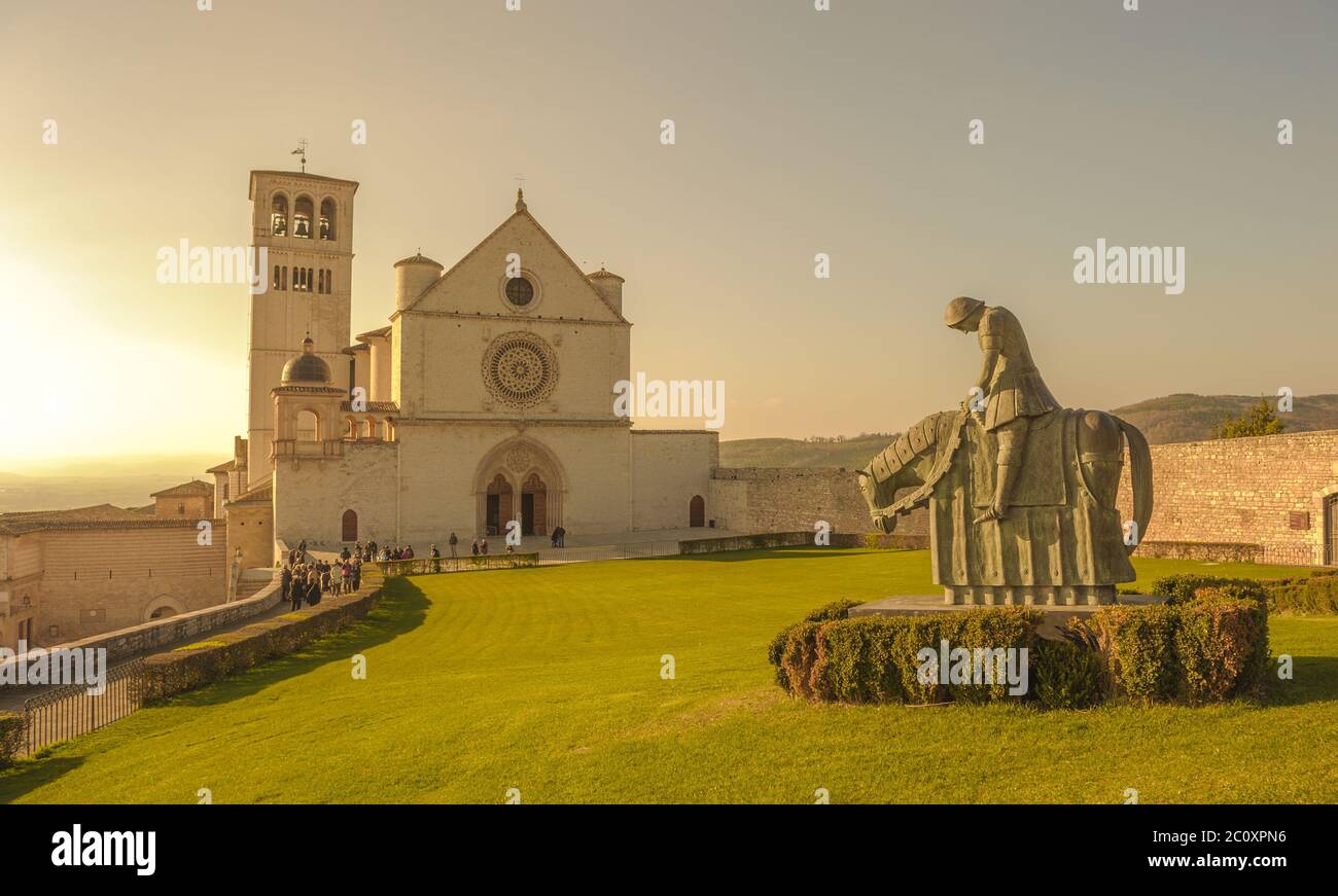 Retro-Stil Bild der Basilika San Francesco Lucini, Assisi, Italien Stockfoto