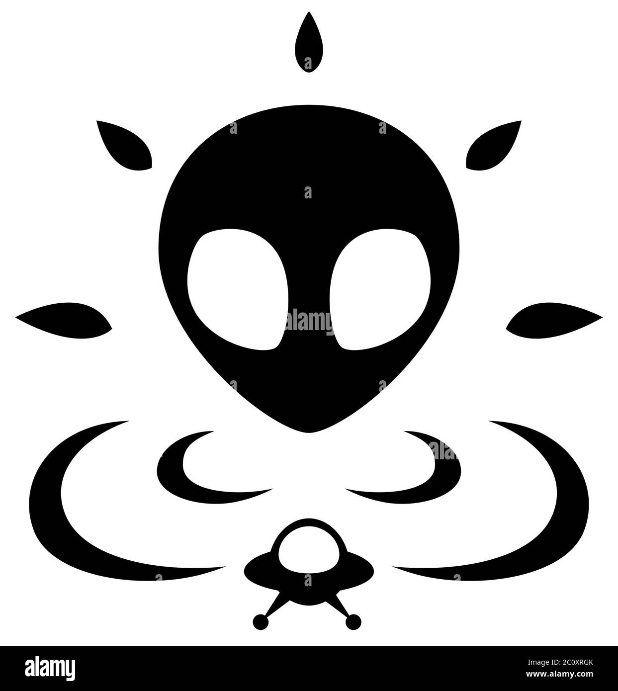 Alien Kopf Emblem Symbol schwarz, Vektor-Illustration, horizontal, isoliert Stock Vektor