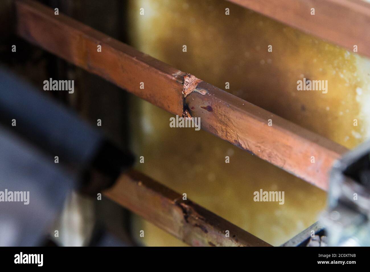 Kurzschluss in einer elektrischen Anlage Kupfer-Sammelschienensystem Stockfoto