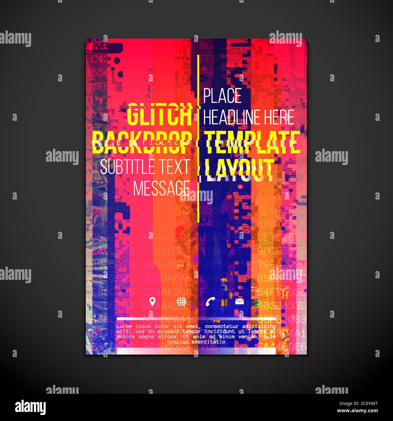 Farbige Glitch Design Hintergrund Poster Layout Stockfoto