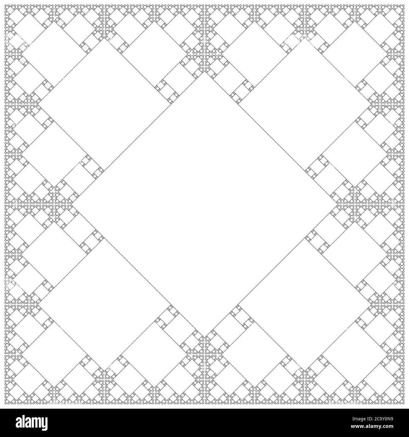 Quadratische sakrale Geometrie fraktaler Hintergrund Stockfoto