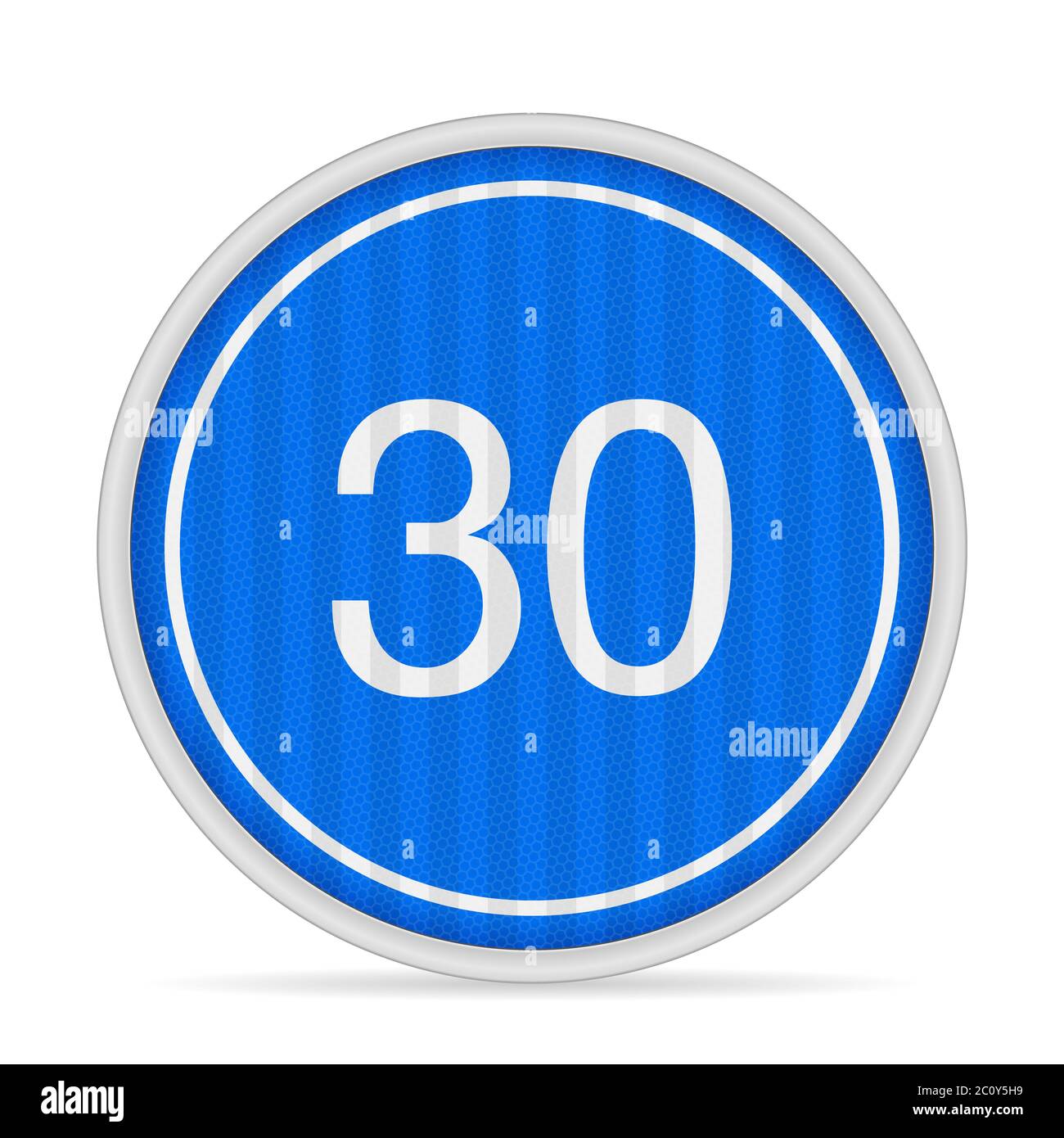 Straßenschild mit Minimalgeschwindigkeit auf weißem Hintergrund. Vektorgrafik. Stockfoto