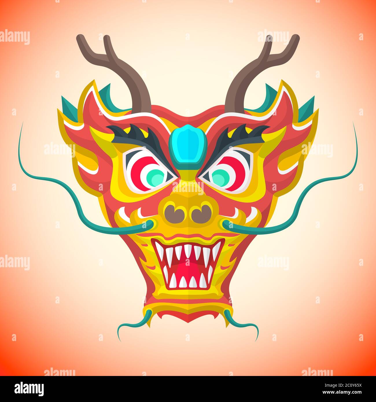 Flache Stil chinesischen roten Drachen Maske Stockfoto