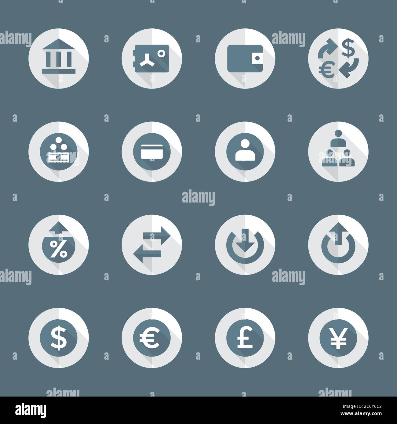 Flat Stil verschiedene Financial Banking Symbole gesetzt Stockfoto