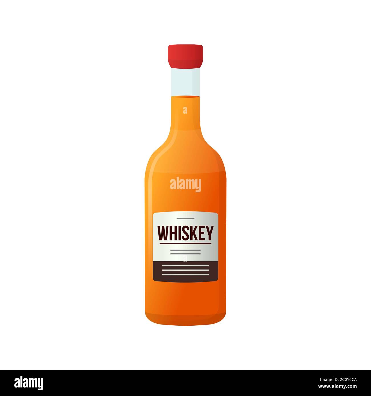 Farbige flache Stil voll Whiskey Flasche Illustration Stockfoto
