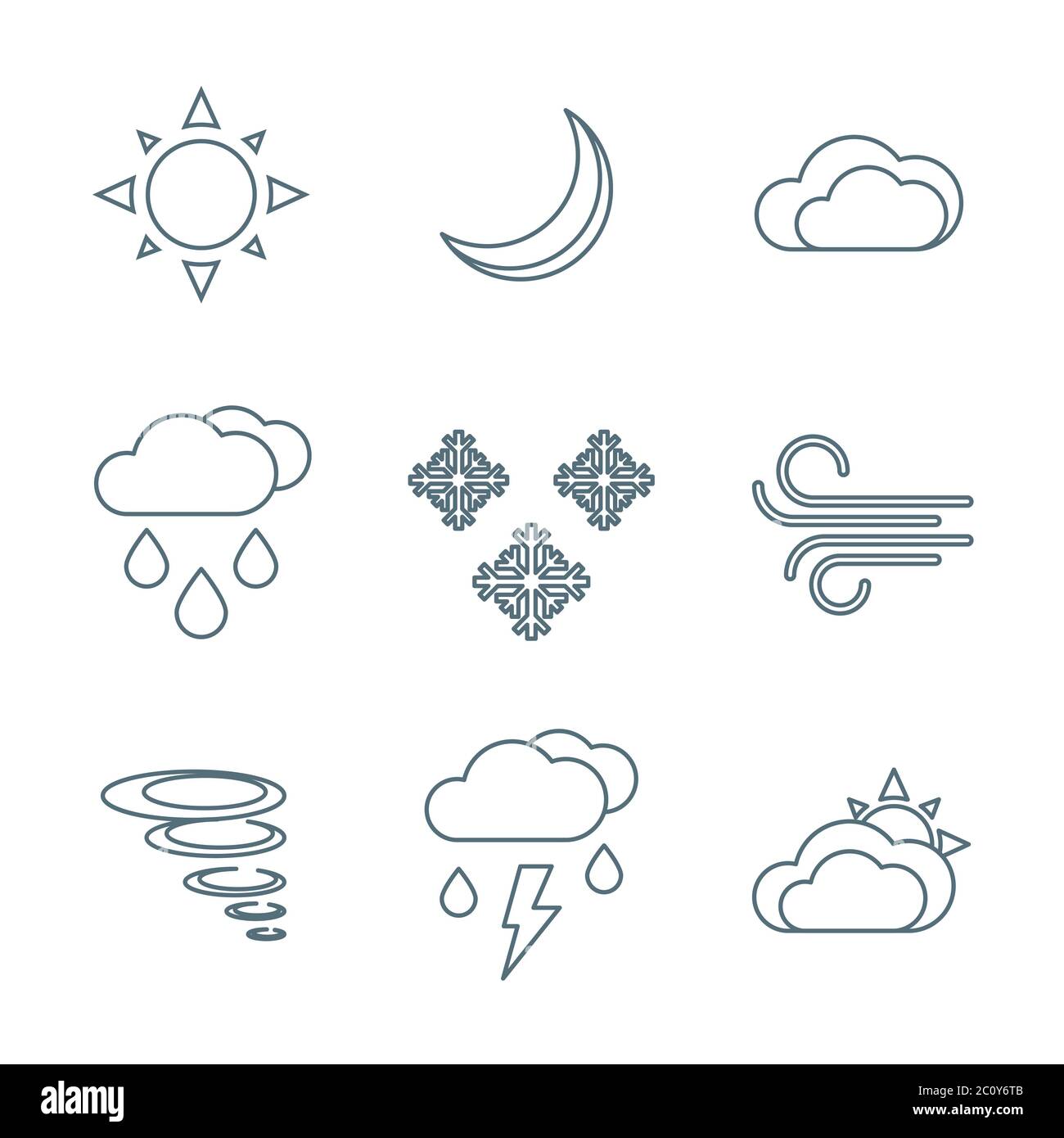 Dunkle Umrisse, Wetterprognosesymbole eingestellt Stockfoto