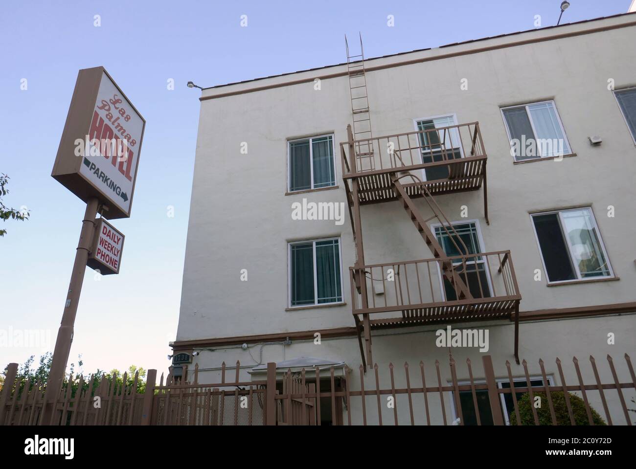 Los Angeles, Kalifornien, USA 12. Juni 2020 EINE allgemeine Sicht der Atmosphäre der letzten Residenz von Elizabeth Short, aka die Black Dahlia an 1738 N. Las Palmas Avenue am 12. Juni 2020 in Los Angeles, Kalifornien, USA. Foto von Barry King/Alamy Stockfoto Stockfoto