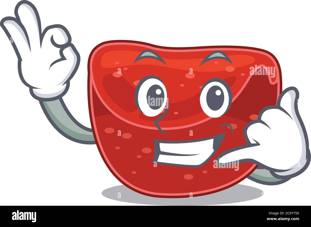 Karikatur Design von Hackbraten zeigen nennen mich lustige Geste Stock Vektor