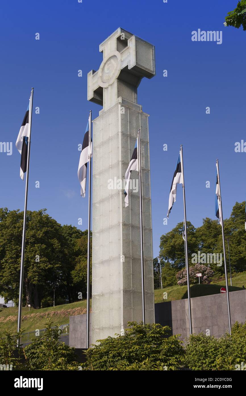 «Freiheitsdenkmal» auf dem Platz der Freiheit, ist dem emanzipierenden Krieg 1918-1920, Tallinn, Estland gewidmet Stockfoto