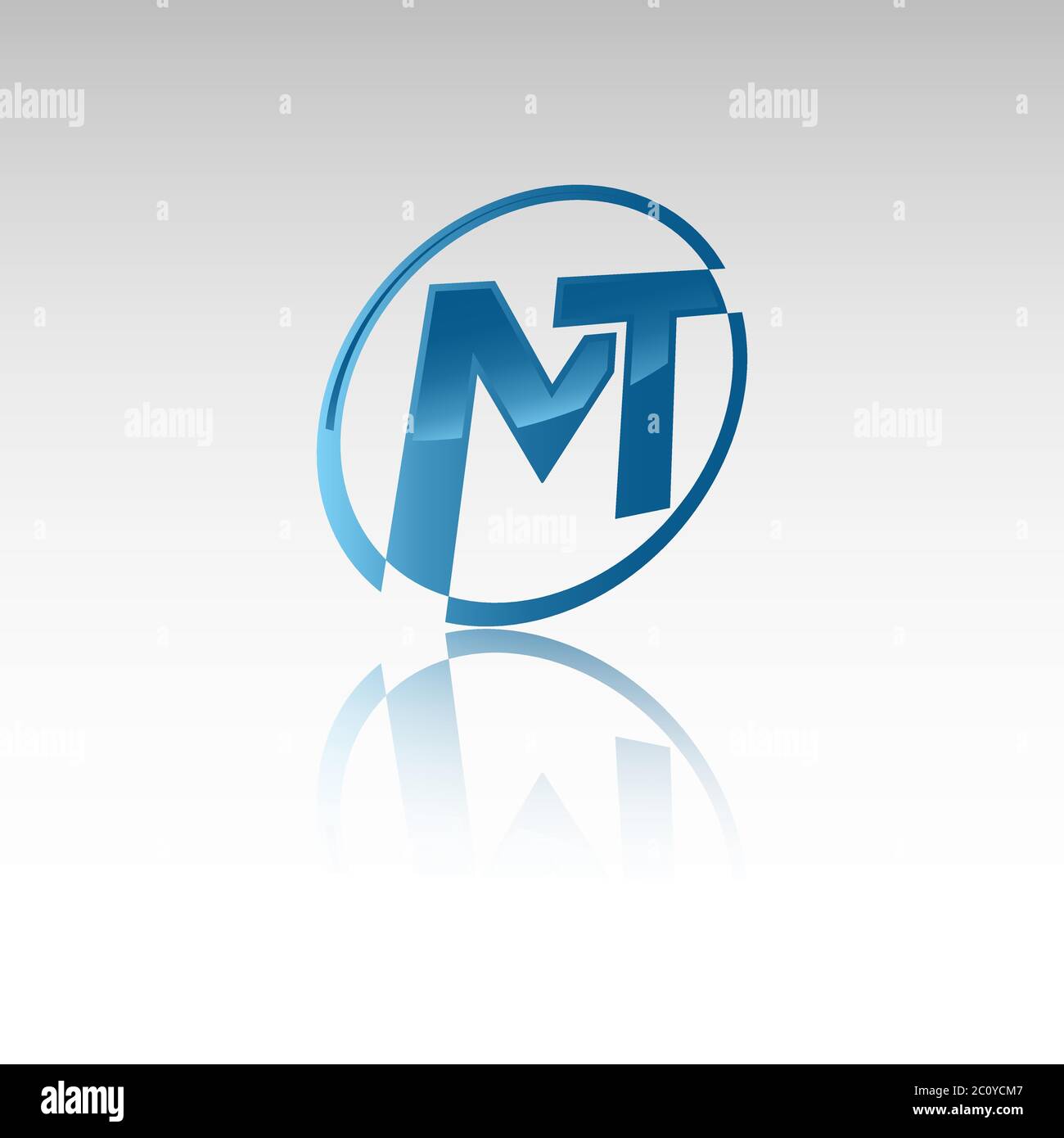 Anfangsbuchstabe MT-Logotyp Firmenname blauer Kreis und Swoosh-Design. vektor-Logo für Geschäft und Firmenidentität.EPS 10 Stock Vektor