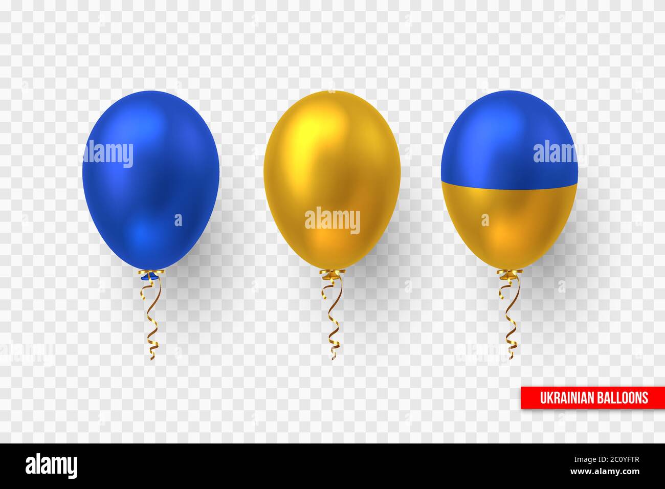 Luftballons in der traditionellen Farbe der ukrainischen Flagge. Stock Vektor