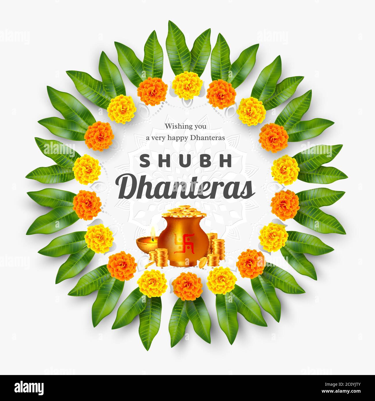 Shubh Dhanteras Urlaub Zusammensetzung. Stock Vektor