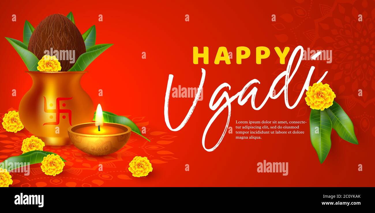 Ugadi Urlaub Poster oder babber. Stock Vektor