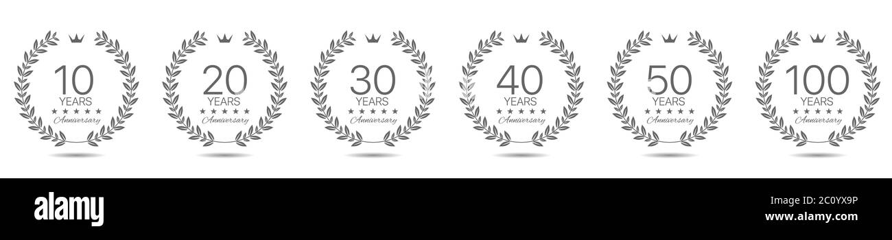 Jubiläums Lorbeerkranz Set Stock Vektor